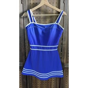 Shore Shapes Swimdress Periwinkle Blue with White Stripes Women's Size 12